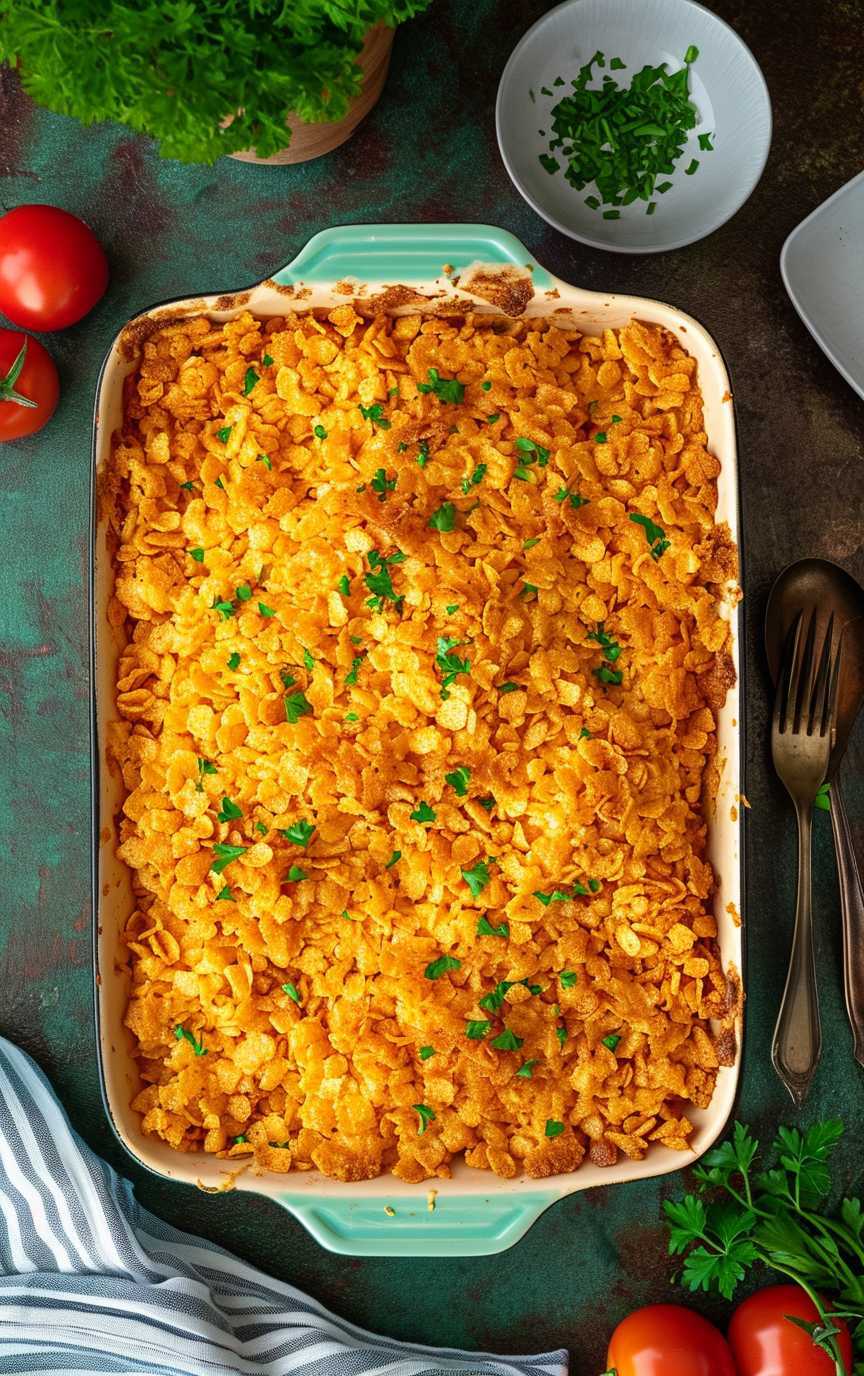 Ham and Cheese Breakfast Bake with Cornflake Crunch