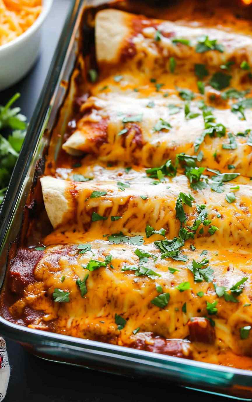 Shredded beef enchiladas