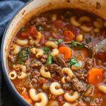 Beef and tomato macaroni soup