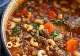 Beef and tomato macaroni soup