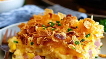 Ham and Cheese Breakfast Bake with Cornflake Crunch
