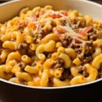 QUESO MACARONI AND CHEESE WITH TACO BEEF