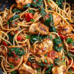 Tomato spinach chicken spaghetti