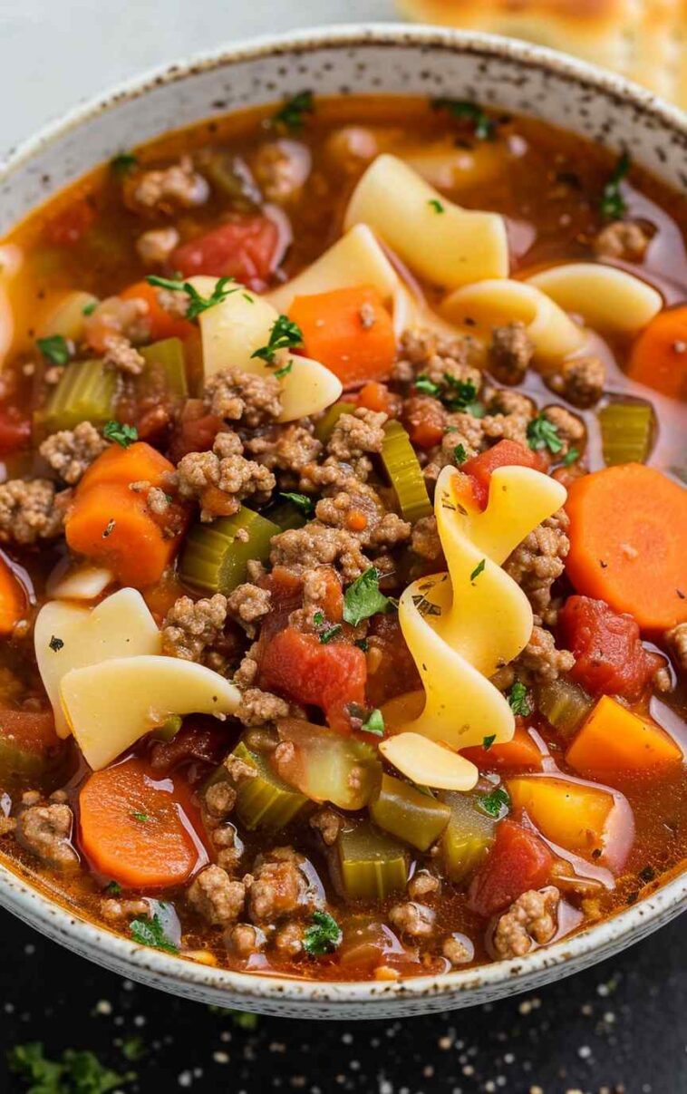 Vegetable beef noodle soup